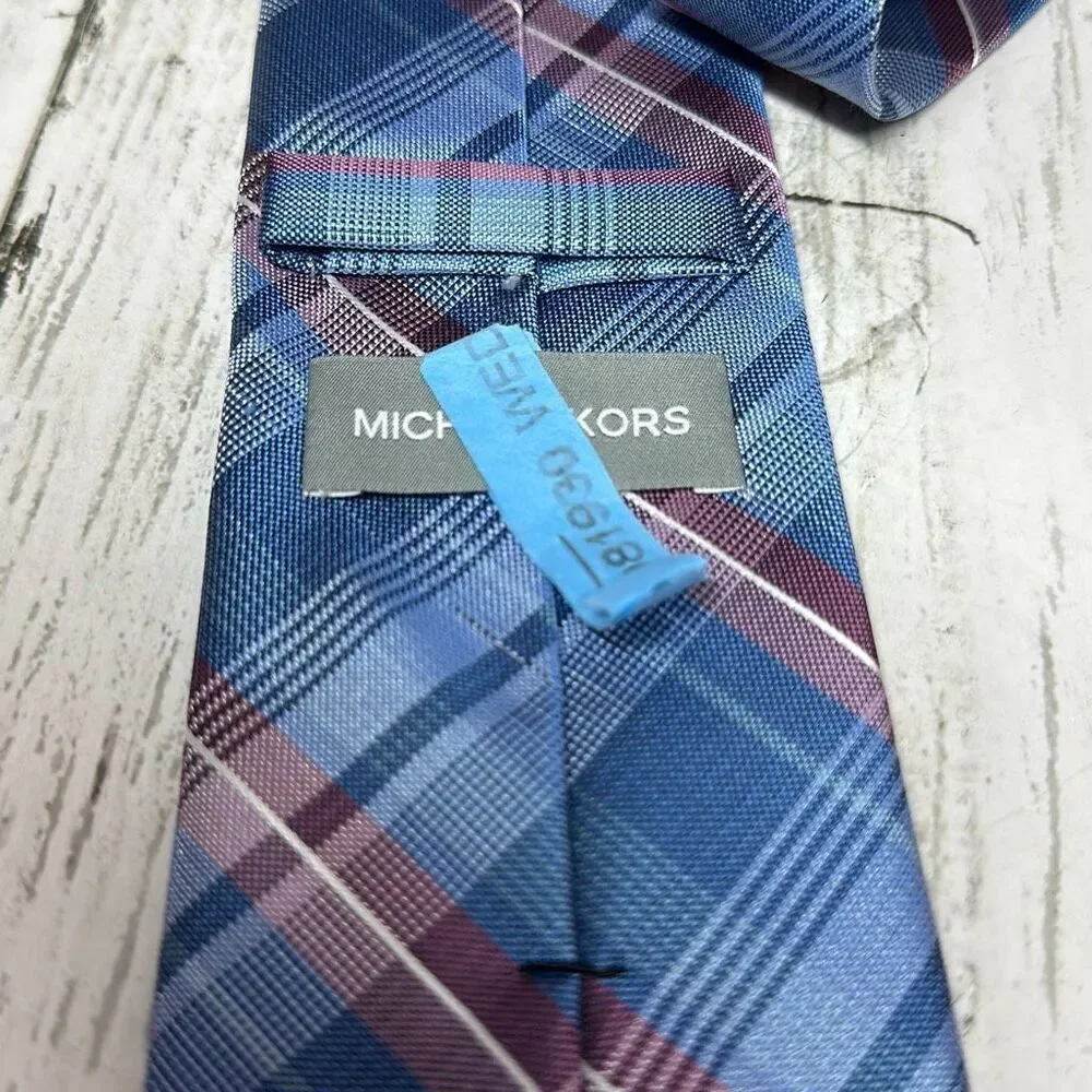 Michael Kors Blue and‎ Pink Patterned Tie Polyester Lyocell